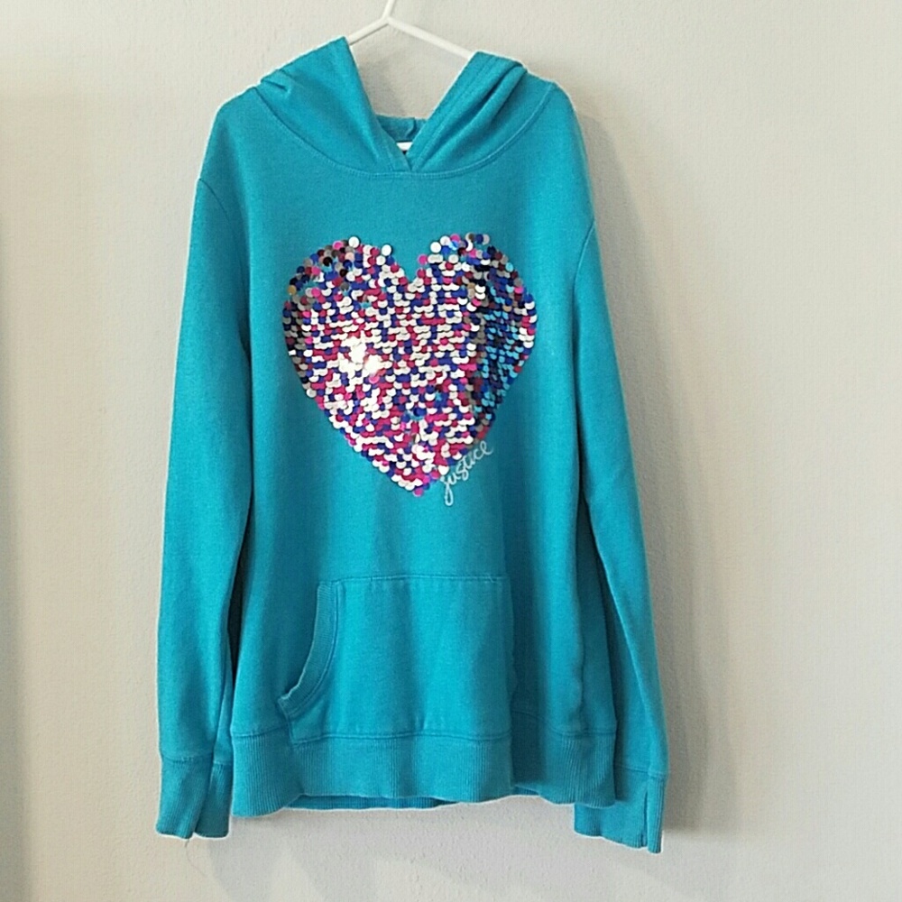 JUSTICE FOR GIRLS Sequin Heart Hoodie
